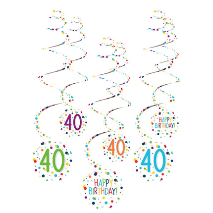 Dekoracja wisząca 40 Years Happy Birthday Confetti 61cm 6szt