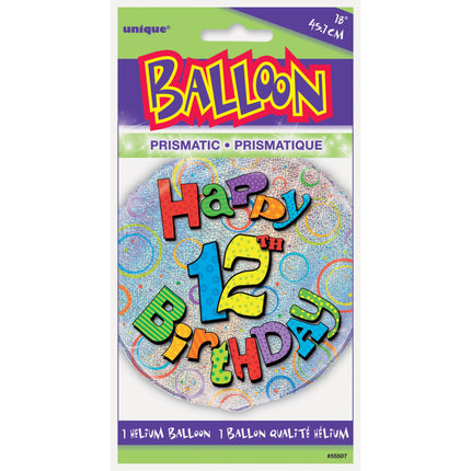 Balon helowy 12 lat Glitter 45 cm pusty