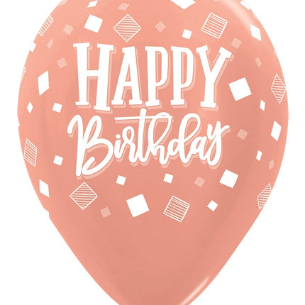 Balony Happy Birthday Squares Metallic Mix 30cm 25szt