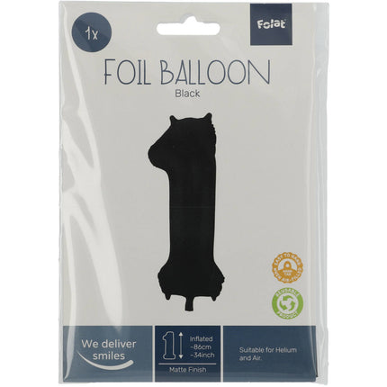 Balon foliowy Figurka 1 Matt Black XL 86 cm pusty