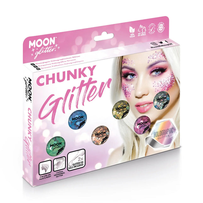 Moon Glitter Holographic Chunky Glitter Blue 3g