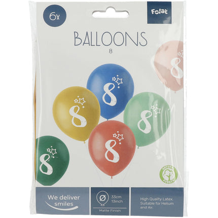 Balony 8 lat kolorowe 33cm 6szt