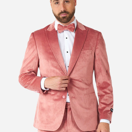 Jasnoróżowy aksamitny smoking męski OppoSuits