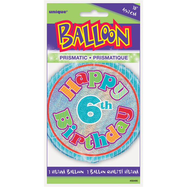 Balon helowy 6 lat Glitter 45 cm pusty