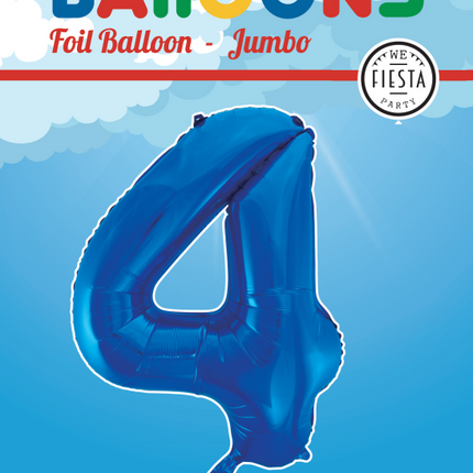 Balon foliowy Figurka 4 Niebieski XL 86cm pusty