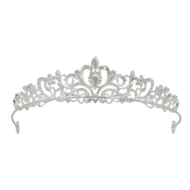 Srebrna metalowa tiara