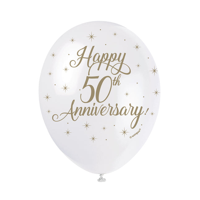 Balony Happy 50th Anniversary 30cm 5szt