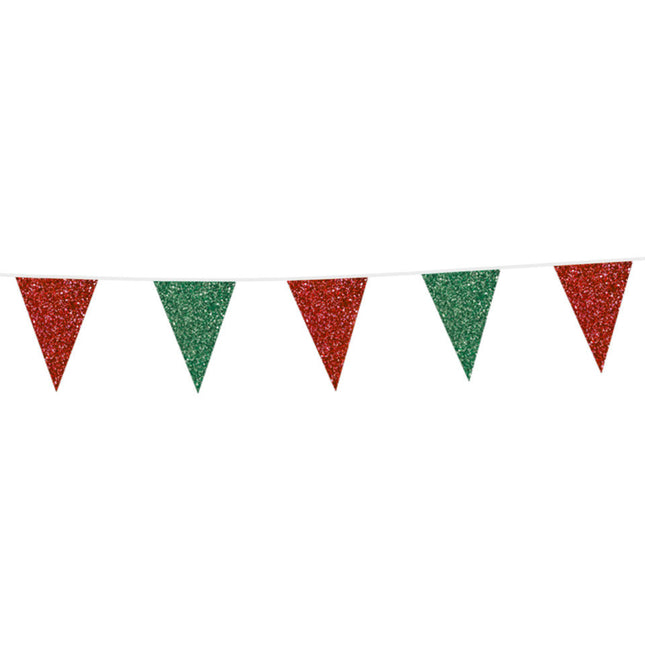 Flagline Green/Red Glitter Small 6m