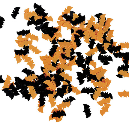 Czarno-pomarańczowe konfetti na stół na Halloween