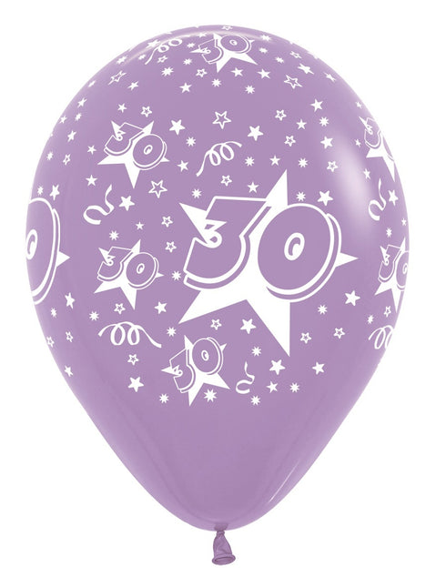 Balony Numer 30 Mix 30cm 25szt