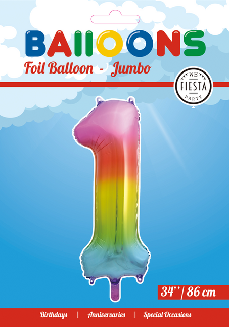 Balon foliowy Figurka 1 Rainbow XL 86cm pusty