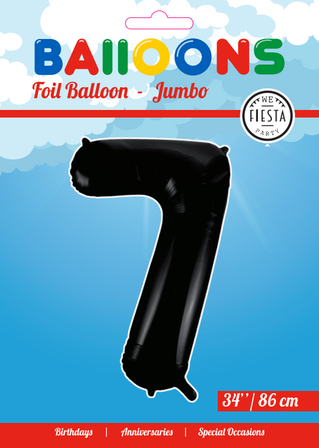 Balon foliowy Figurka 7 Czarny XL 86cm pusty