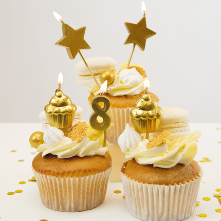 Świeczki 8 Years Cupcake Gold 17,5 cm