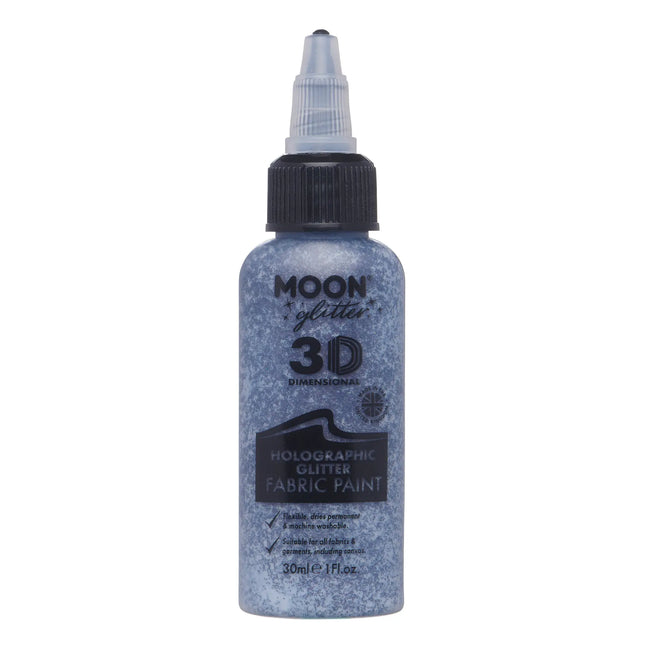 Moon Glitter Holographic Glitter Fabric Paint Black 30ml