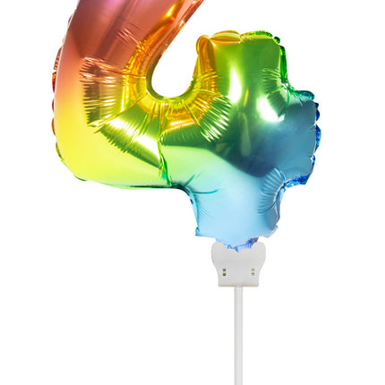 Balon foliowy Figurka 4 Rainbow 36cm z patyczkiem