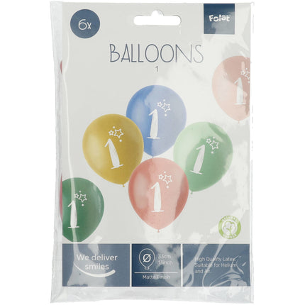 Balony 1 Rok Kolorowe 33cm 6szt