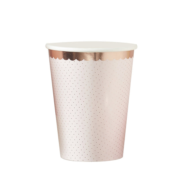 Kubki Rose Gold Dots 260ml 8szt