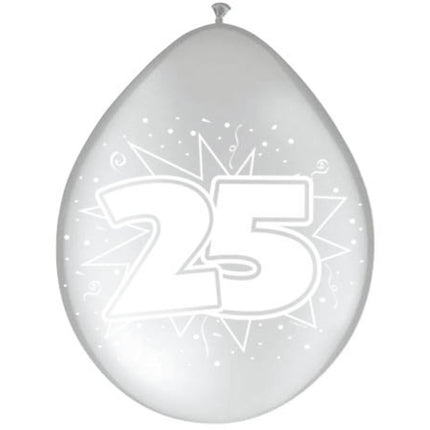 Balony 25 Srebrne Metaliczne 30cm 8szt