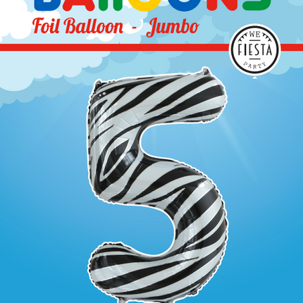 Balon foliowy Figurka 5 Zebra XL 86cm pusty