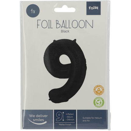 Balon foliowy Figure 9 Matt Black XL 86cm pusty