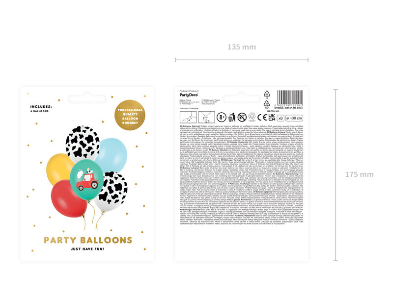 Balony Farm Mix 30cm 6szt