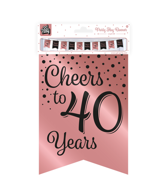 Banner 40 Years Pink Black 6m