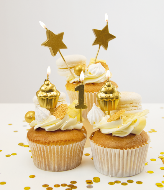 Świeczki 1 Year Cupcake Gold 17,5 cm