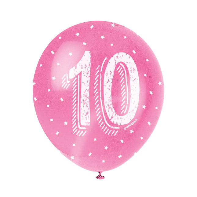 Balony na 10 lat Konfetti 30cm 5szt