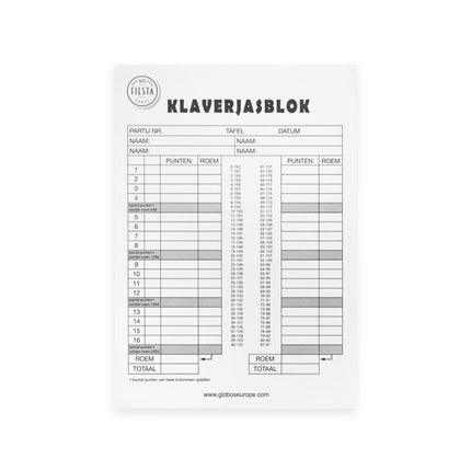 Klaverjas Scorepad 21cm 50 kartek