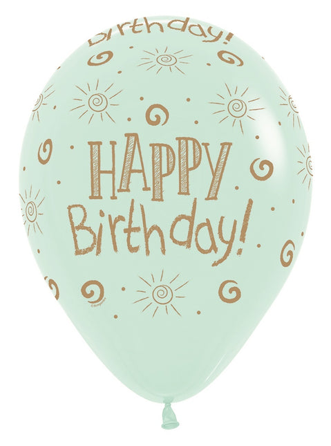 Balony Happy Birthday Sun Pastel Matte Mix 30cm 25szt