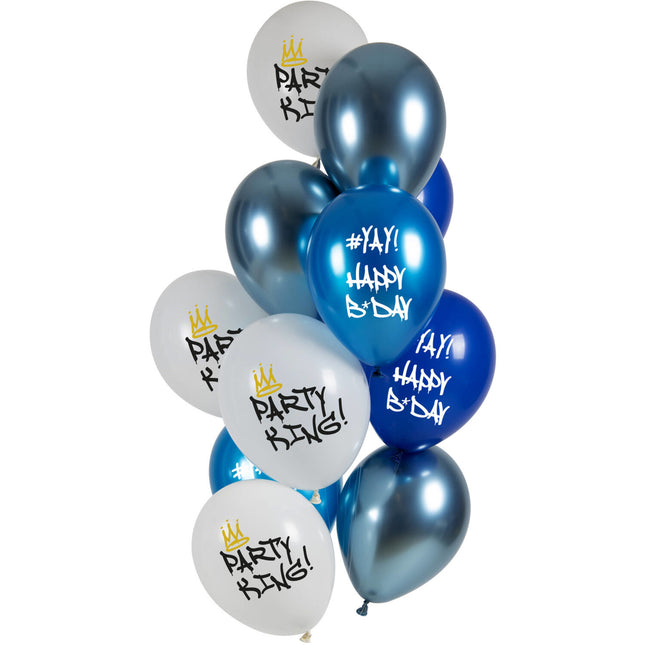 Balony Happy Birthday Party King 33cm 12szt