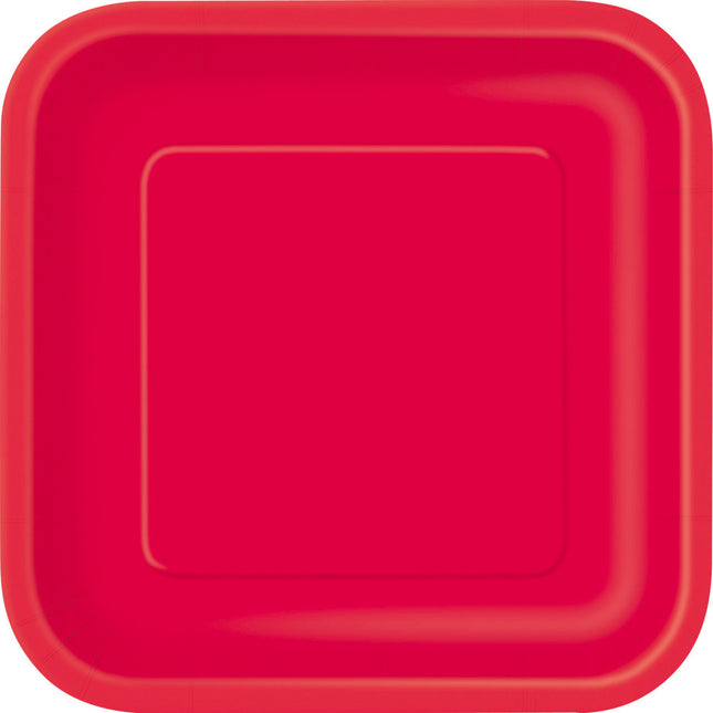 Czerwone talerze kwadratowe 17,5cm 16szt