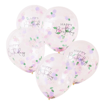 Kolorowe balony z konfetti Happy Birthday 30cm 5szt