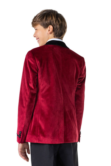 Bordeaux Red Velvet Blazer Boy Teen OppoSuits