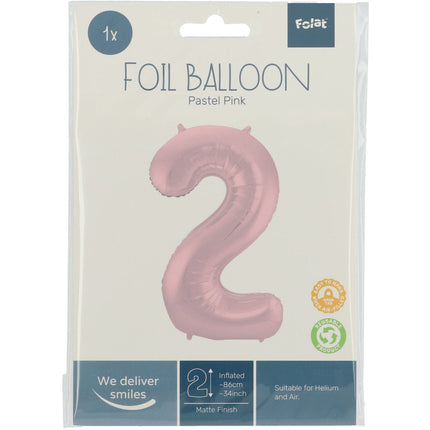 Balon foliowy Figurka 2 pastelowy róż XL 86cm pusty