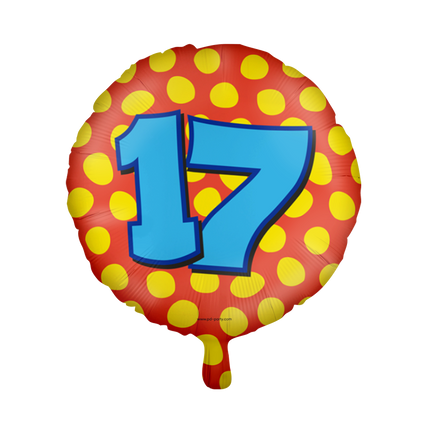 Balon helowy 17 lat kolorowy pusty 46 cm