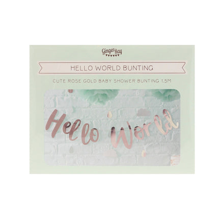 Różowozłota girlanda z literami Hello World 1,5 m