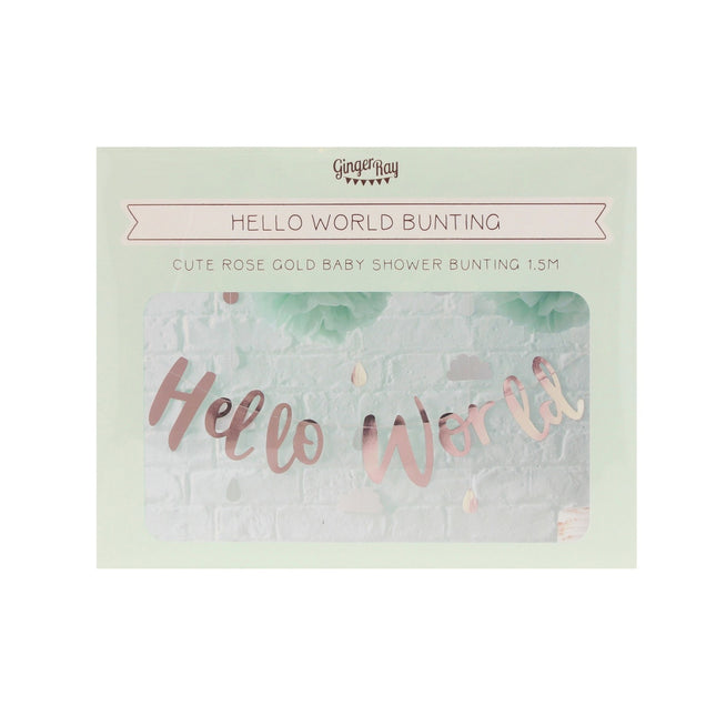 Różowozłota girlanda z literami Hello World 1,5 m