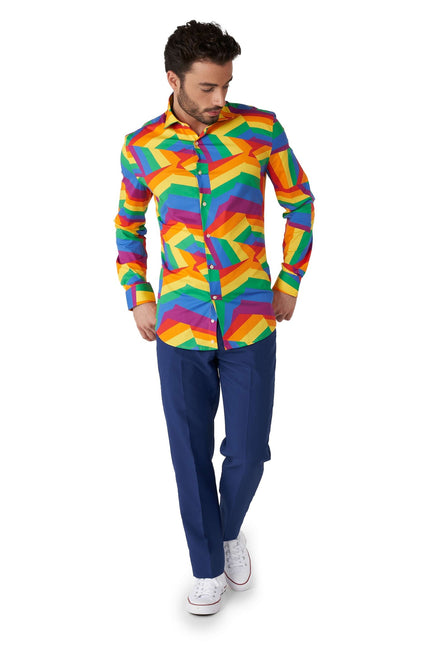 ZIG Zag Rainbow Shirt Men OppoSuits