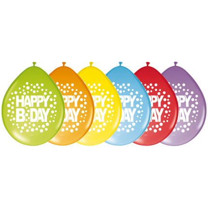 Balony urodzinowe Happy Birthday Dots 30cm 8szt