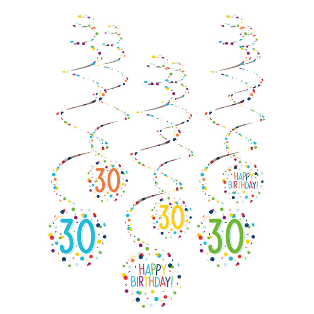 Dekoracja wisząca 30 Years Happy Birthday Confetti 61cm 6szt