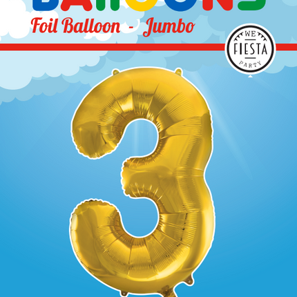 Balon foliowy Figurka 3 Gold XL 86cm pusty