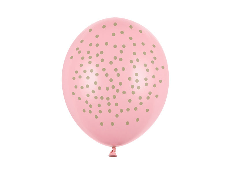 Balony różowe złote kropki 30cm 6szt