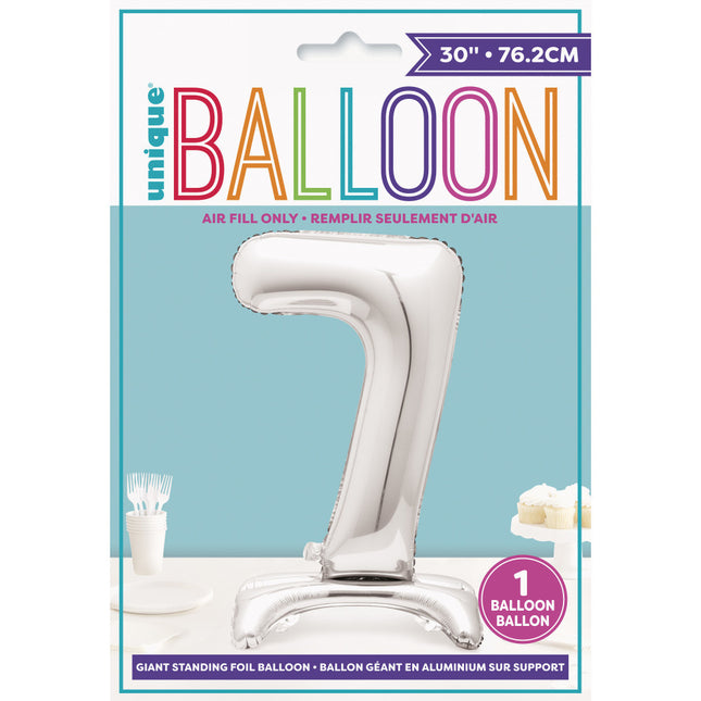 Balon foliowy Figurka 7 Srebrny Standard 76 cm