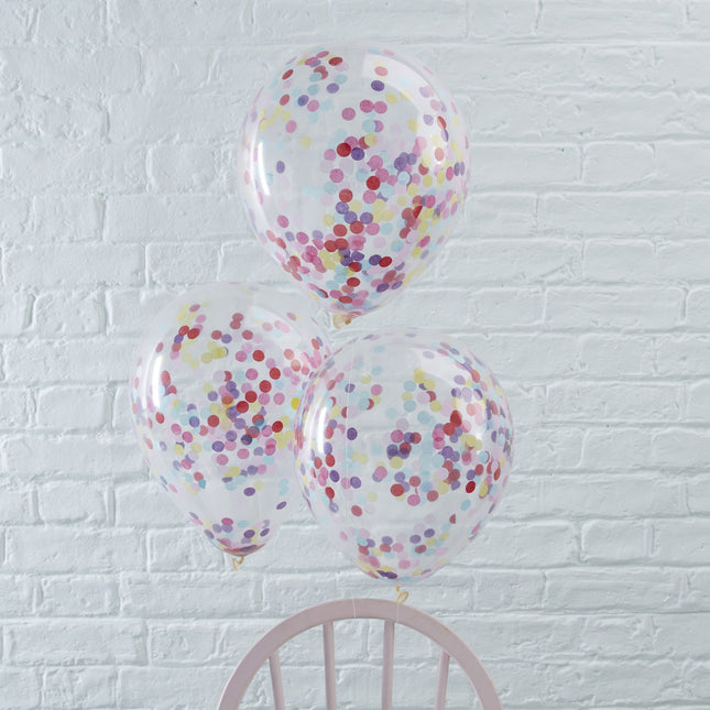 Balony konfetti kolorowe 30cm 5szt