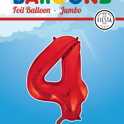 Balon foliowy Figurka 4 Czerwony XL 86cm pusty