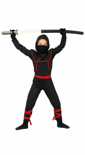 Kombinezon Ninja dla dziecka czerwono-czarny
