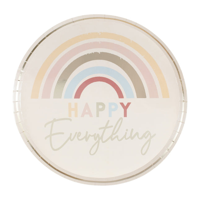 Tęczowe talerze Happy Everything 25cm 8szt