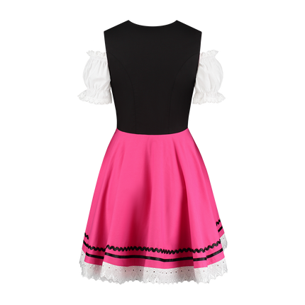 Oktoberfest Dirndl Dress Oktoberfest Black Pink Ladies 2 Pieces