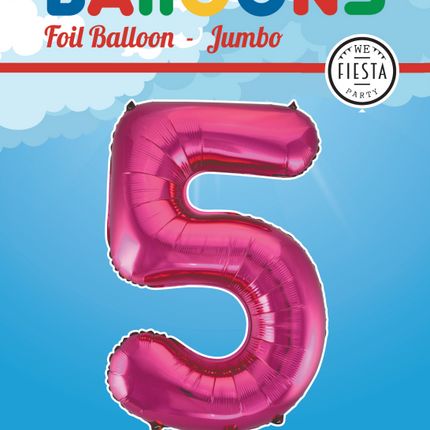 Balon foliowy Figurka 5 fuksja XL 86 cm pusty